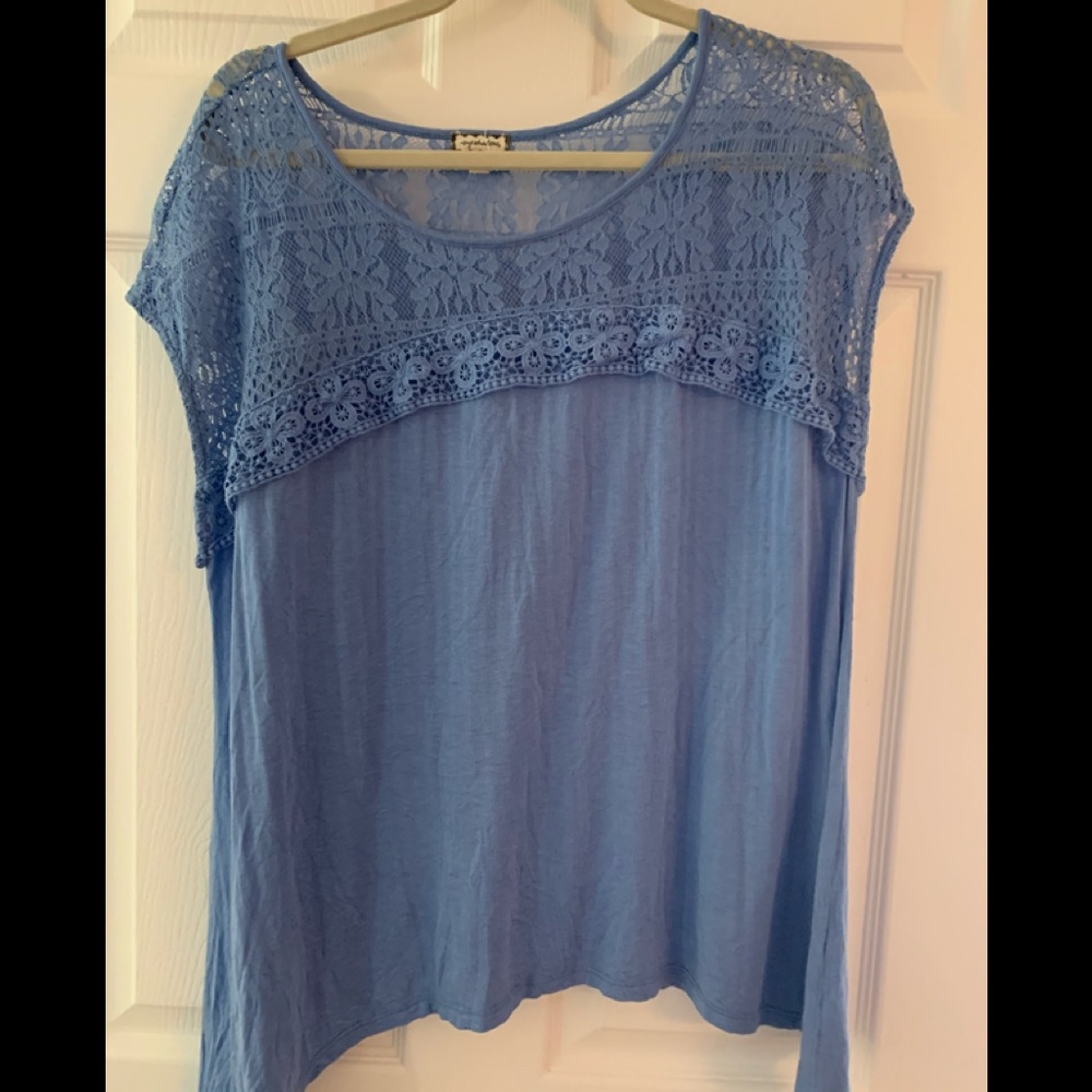 Baby blue see through lace top
